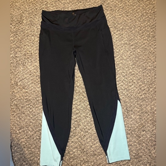 Tangerine Pants - Tangerine Large Black and Teal Athletic Leggings
